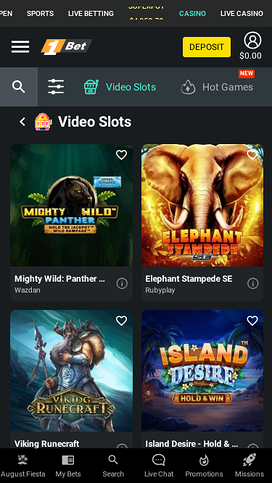 1Bet Casino Mobile Games