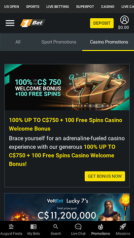 1Bet Casino Mobile Promotions