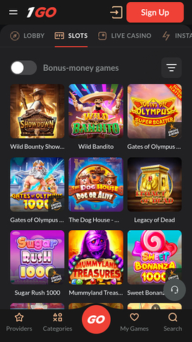 Juegos móviles de 1GO Casino