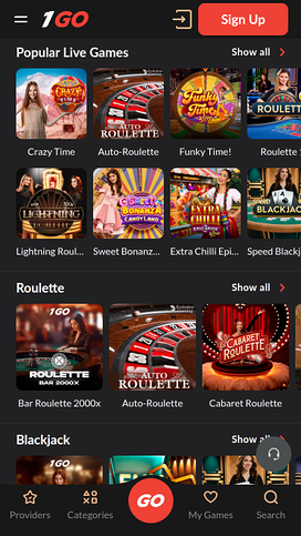 Crupier en vivo móvil de 1GO Casino