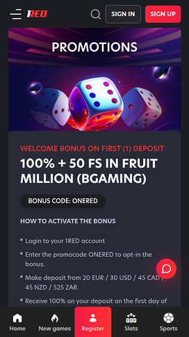 1red Casino Mobile Promotions