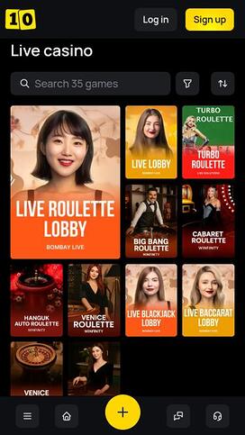 10Black Casino live dealer mobile page