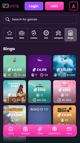 123Spins Casino Mobile Bingo