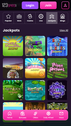 123Spins Casino Mobile Jackpot