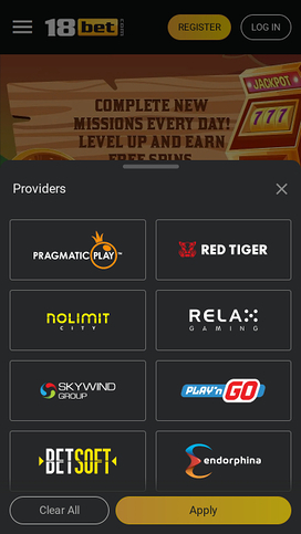 18Bet Casino Mobile Game Developers