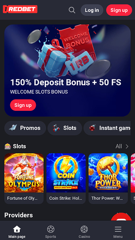 1RedBet Casino Homepage