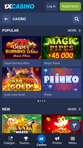 1xCasino Mobile Games