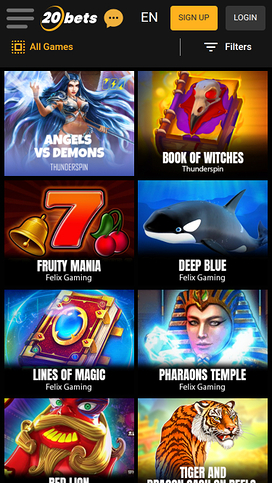 20Bets Casino Mobile Games