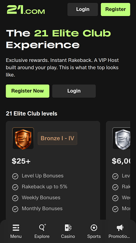 21.com Casino Mobile VIP