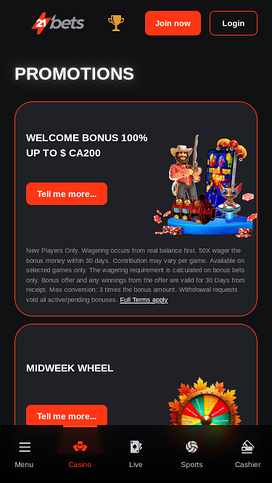 21betscasino.com Mobile Promotions