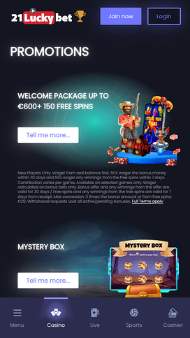 21LuckyBet Casino Mobile Promotions