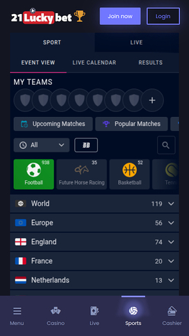 21LuckyBet Casino Mobile Sports