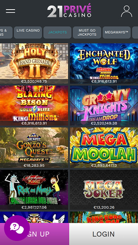21 Prive Casino Mobile Jackpot