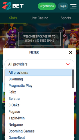 Desarrolladores de juegos móviles del casino 22 Bet