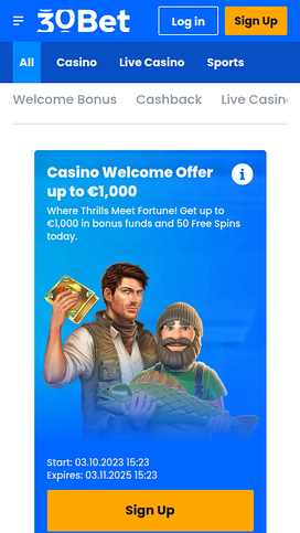 30Bet Casino Mobile Promotions