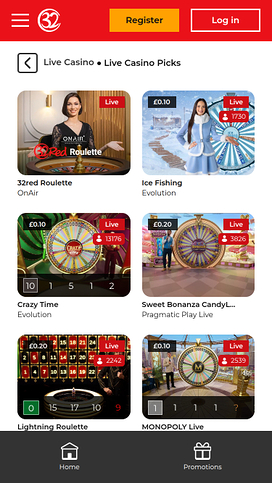 32Red Casino Mobile Live Dealer