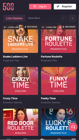 500 Casino Mobile Live Dealer
