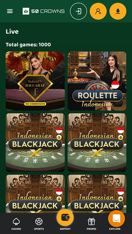 50Crowns Casino Mobile Live Dealer