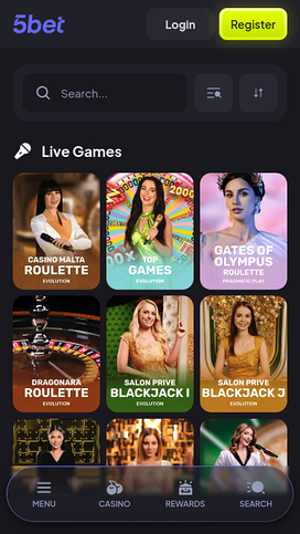 Casino móvil 5bet con crupier en vivo
