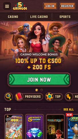 5Gringos Casino Mobile Homepage
