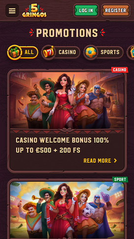 5Gringos Casino Mobile Promotions