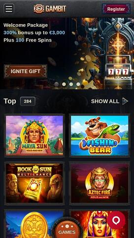 Página de inicio móvil del casino 666 Gambit