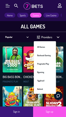 7Bets Casino Mobile Game Developers