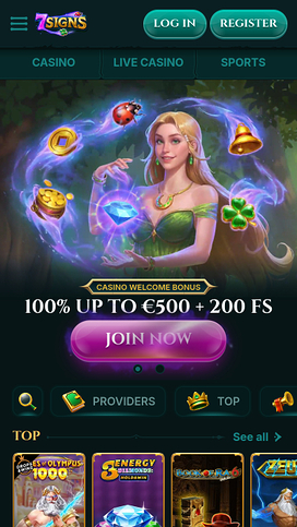 7Signs Casino Mobile Homepage