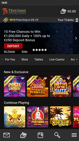 7 Sultans Casino Mobile Homepage