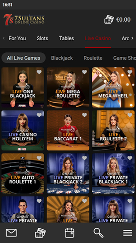 7 Sultans Casino Mobile Live Dealer