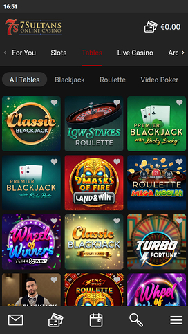 7 Sultans Casino Mobile Tables
