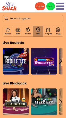 Slot Shack Casino Mobile Live Dealer