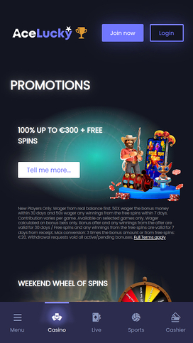 Ace Lucky Casino Mobile Promotions