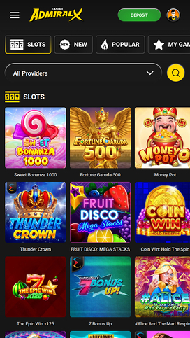 Admiral X Casino Games Mobile