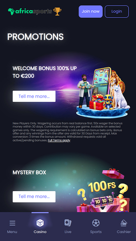 AfricaSports Casino Mobile Promotions