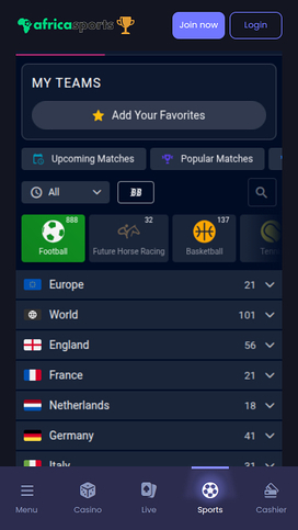 AfricaSports Casino Mobile Sports Betting