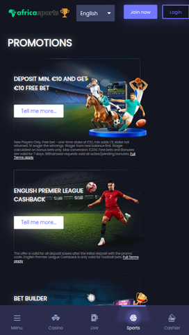 AfricaSports Casino Promotions Mobile