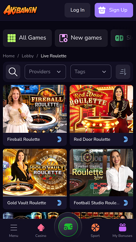 Casino Akibawin con crupier en vivo