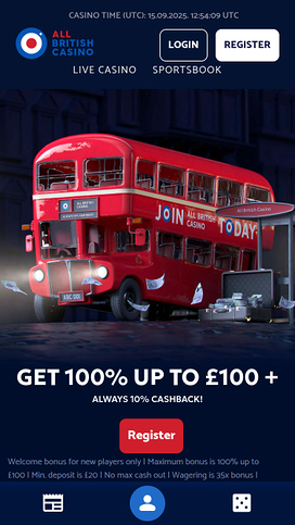 All British Casino Mobile Homepage