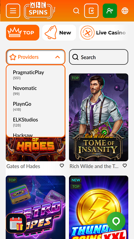 AllSpins Casino Mobile Game Developers