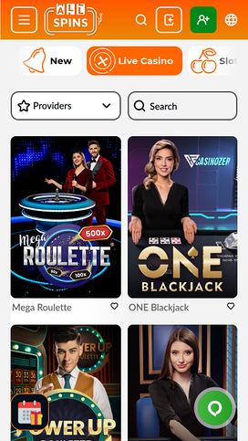 AllSpins Casino Mobile Live Dealer