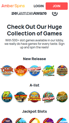 Amber Spins Casino Mobile Games