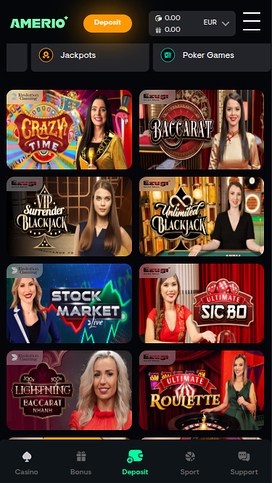 Amerio.bet Casino Mobile Live Dealer