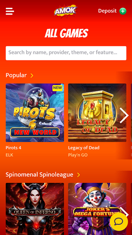 Amok Casino Games Mobile