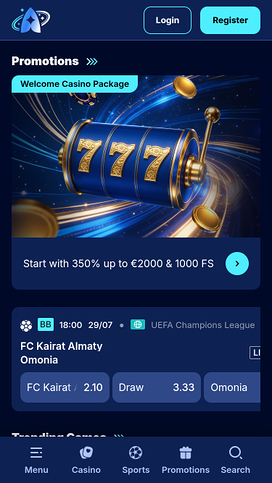 Andromedasino Casino Mobile Homepage