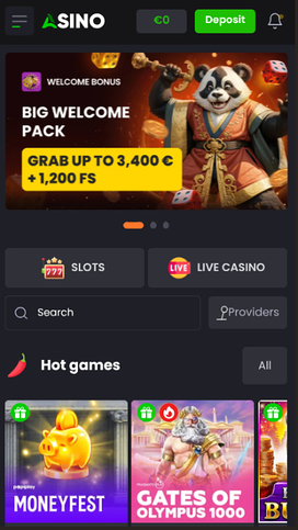 Asino Casino Mobile Homepage