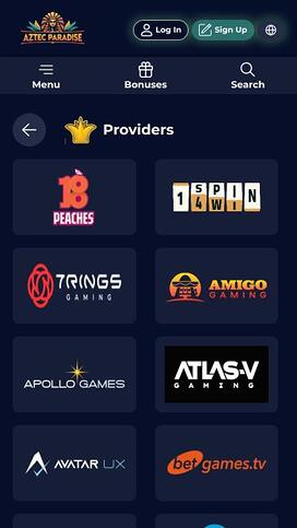 Aztec Paradise Casino game developers mobile page