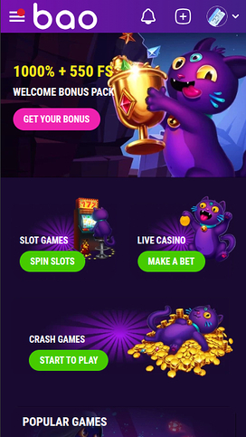 Bao Casino Mobile Homepage
