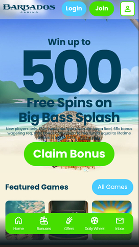 Barbados Casino Mobile Homepage