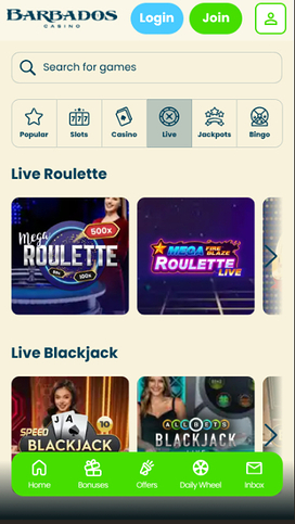 Barbados Casino Mobile Live Dealer